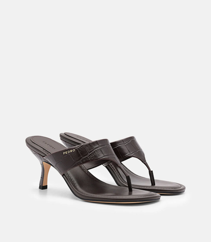 Thong Heel Sandals - Dark Brown