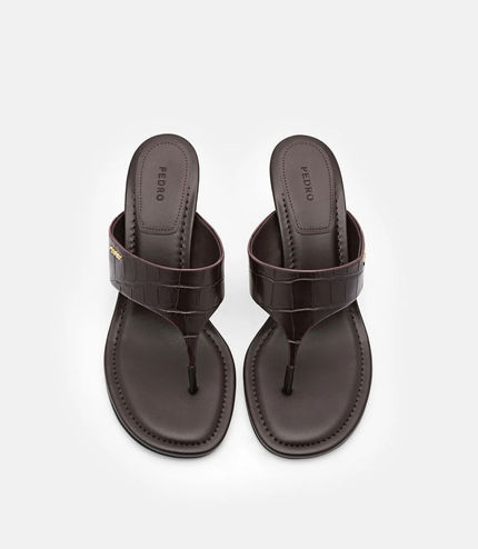 Thong Heel Sandals - Dark Brown
