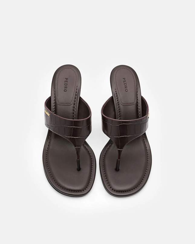 Thong Heel Sandals - Dark Brown