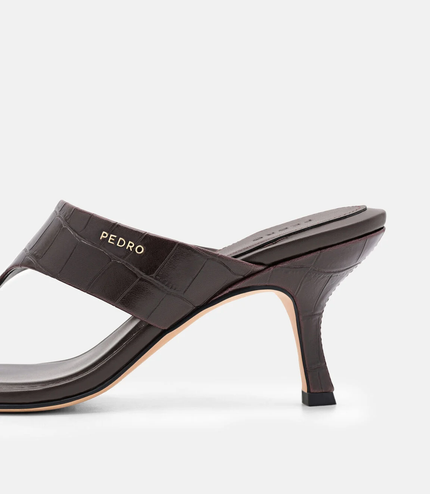 Thong Heel Sandals - Dark Brown