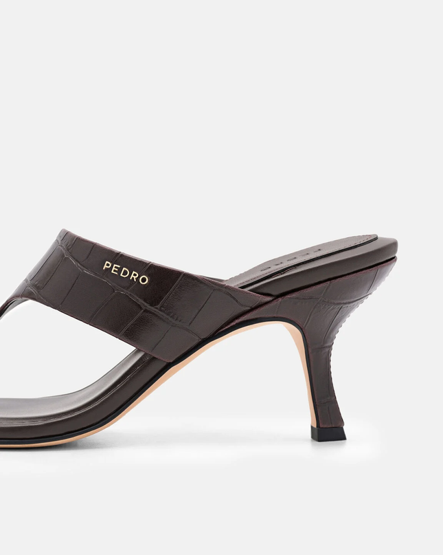 Thong Heel Sandals - Dark Brown