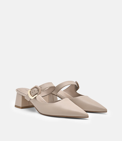Bridget Leather Heel Mules