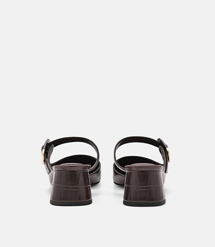Bridget Embossed Leather Heel Mules