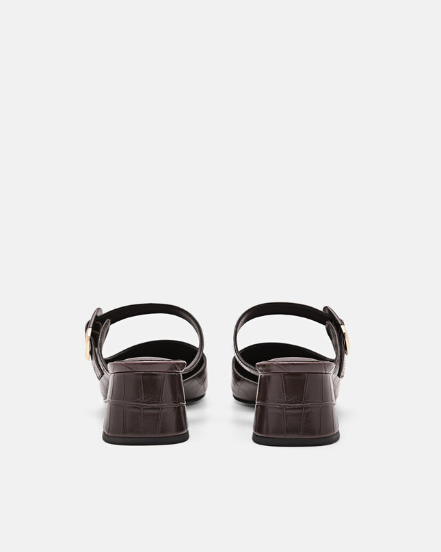 Bridget Embossed Leather Heel Mules