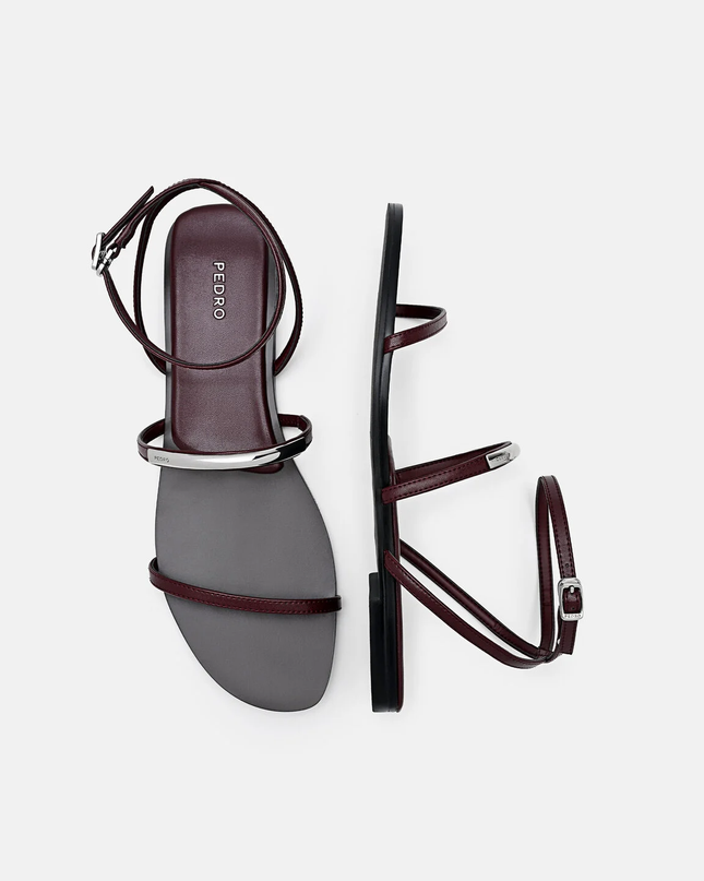 Lia Strappy Sandals - Burgundy