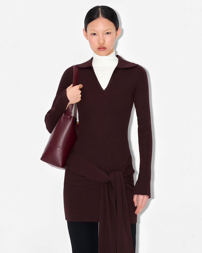 Leather Hobo Bag - Wine