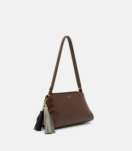 Tassel Shoulder Bag - Dark Brown