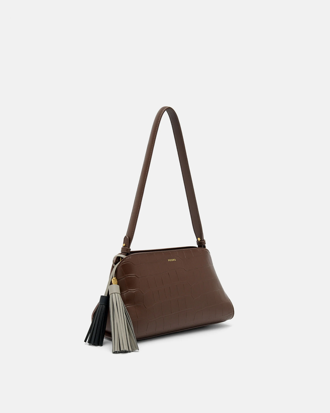 Tassel Shoulder Bag - Dark Brown