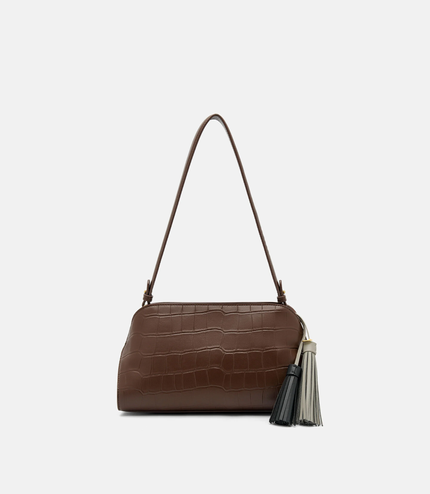 Tassel Shoulder Bag - Dark Brown
