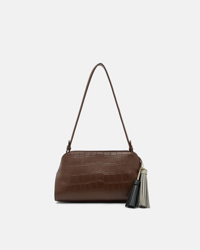 Tassel Shoulder Bag - Dark Brown