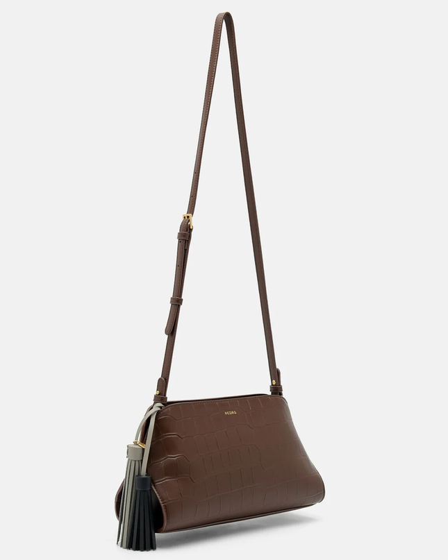 Tassel Shoulder Bag - Dark Brown