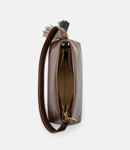 Tassel Shoulder Bag - Dark Brown