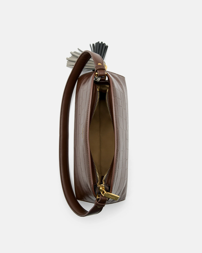 Tassel Shoulder Bag - Dark Brown