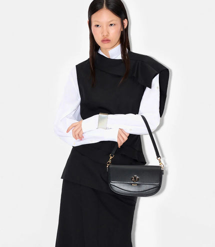 Leather Shoulder Bag - Black