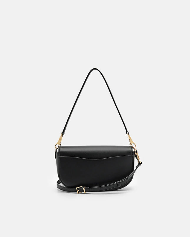 Leather Shoulder Bag - Black