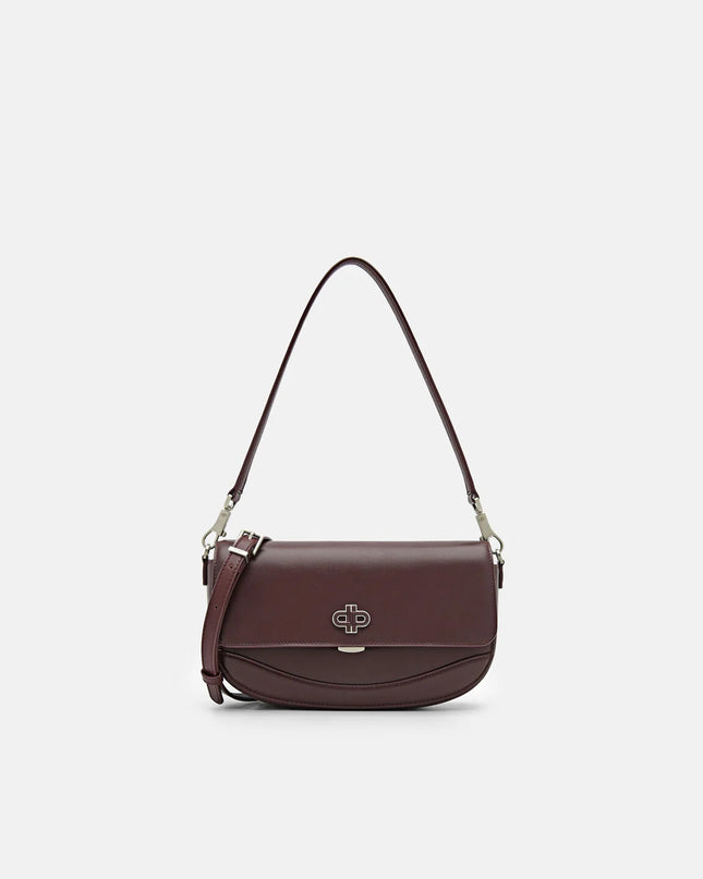 Leather Shoulder Bag - Wine