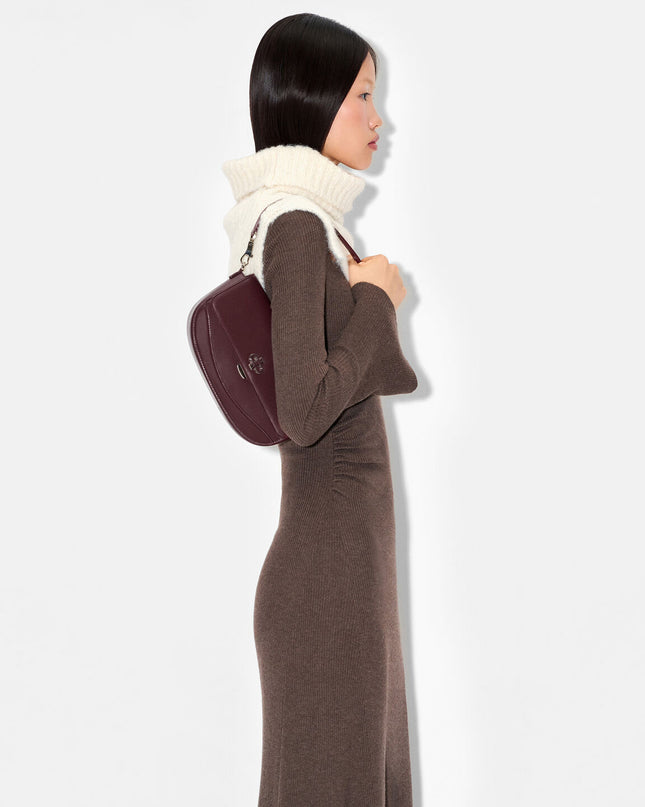 Leather Shoulder Bag - Wine