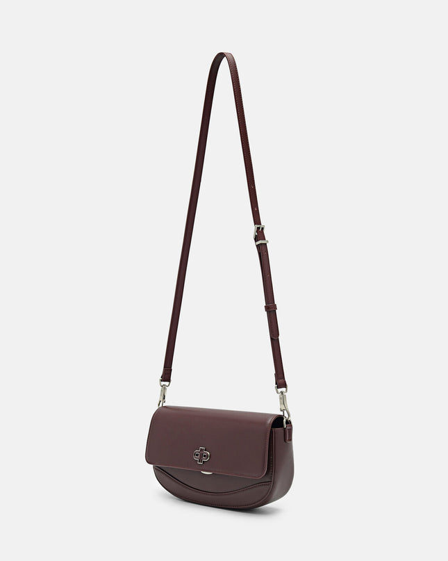 Leather Shoulder Bag - Wine