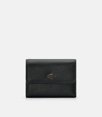 Leather Tri-Fold Wallet - Black