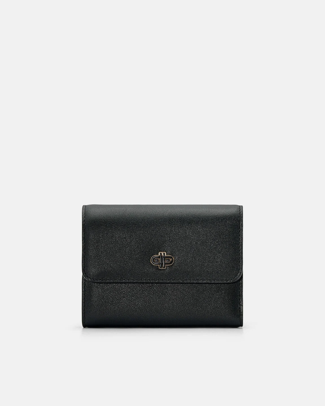 Leather Tri-Fold Wallet - Black