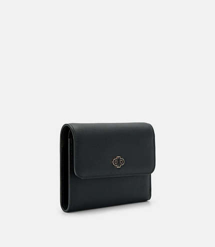 Leather Tri-Fold Wallet - Black