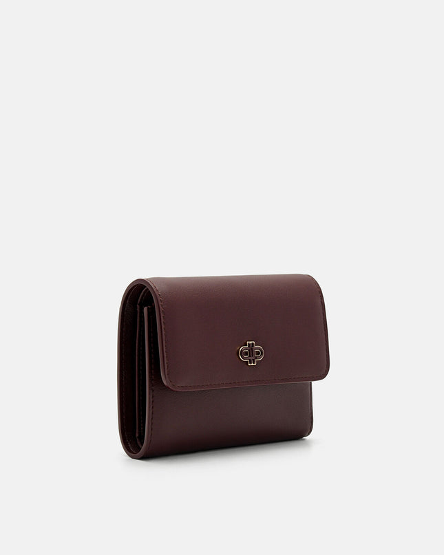 Leather Tri-Fold Wallet - Wine