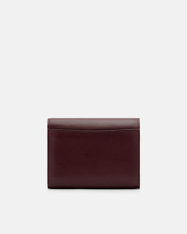 Leather Tri-Fold Wallet - Wine