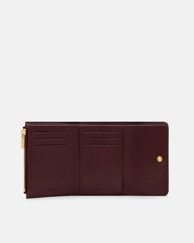 Leather Tri-Fold Wallet - Wine