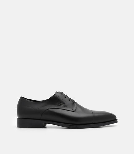 Leather Captoe Derby Shoes - Black