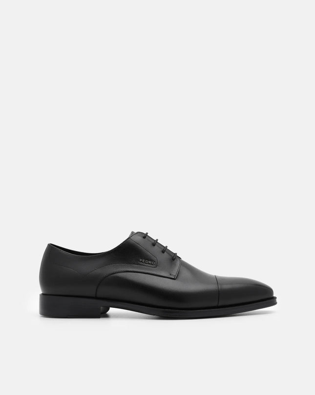Leather Captoe Derby Shoes - Black