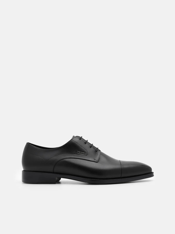 Leather Captoe Derby Shoes - Black
