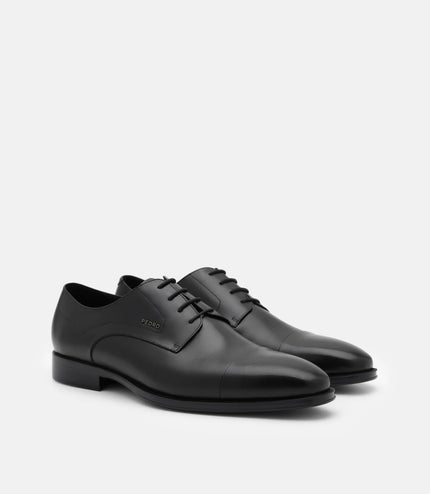Leather Captoe Derby Shoes - Black