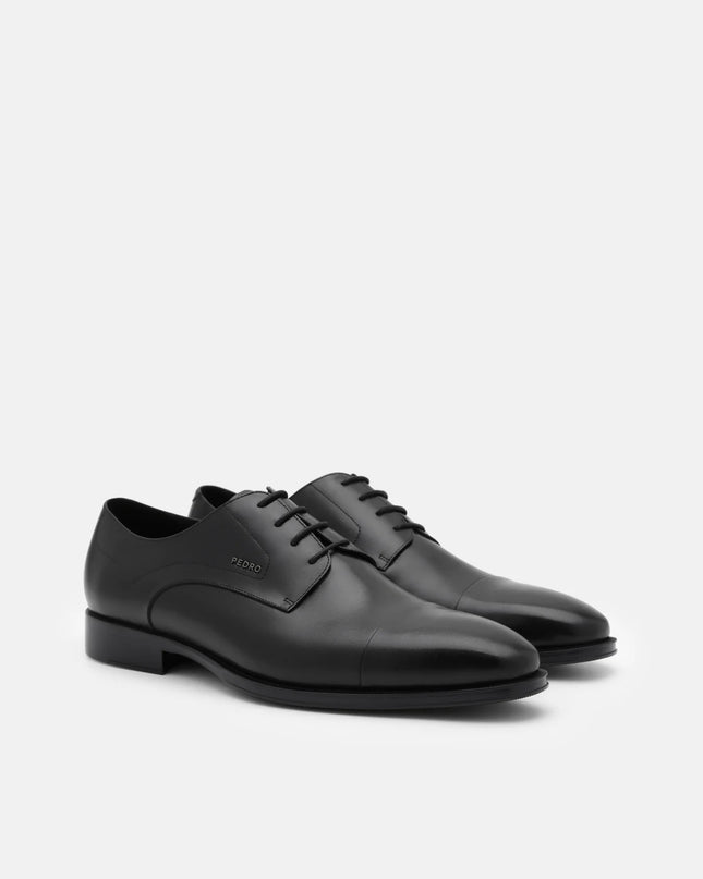 Leather Captoe Derby Shoes - Black