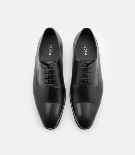 Leather Captoe Derby Shoes - Black