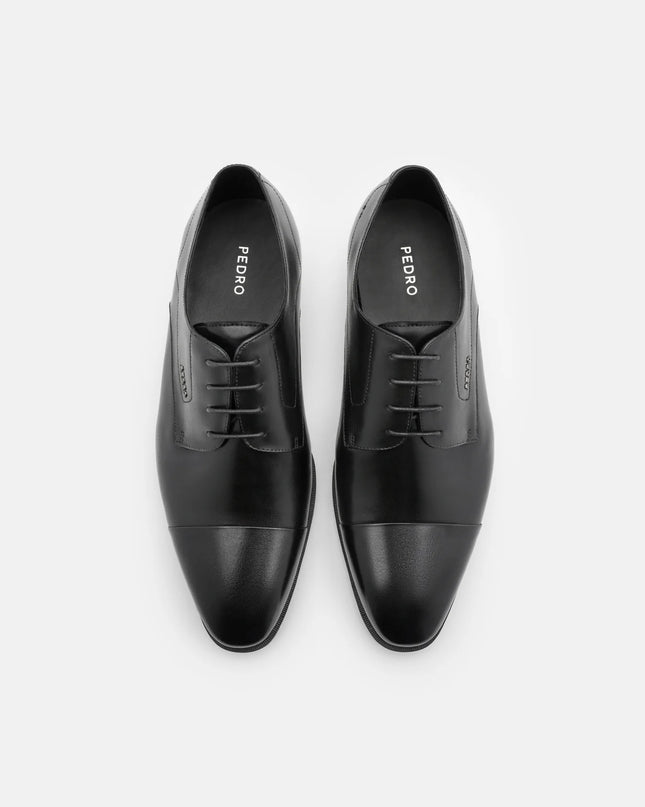 Leather Captoe Derby Shoes - Black