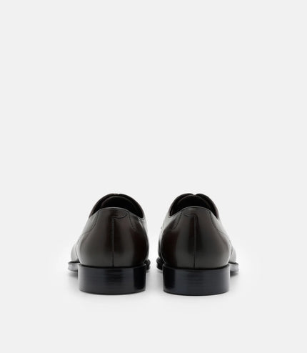 Leather Captoe Derby Shoes - Dark Brown