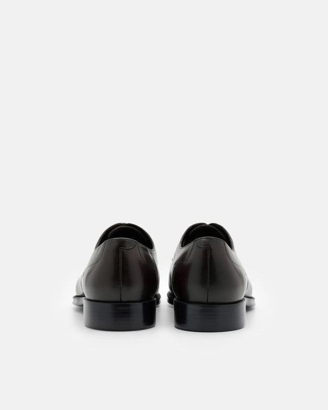 Leather Captoe Derby Shoes - Dark Brown
