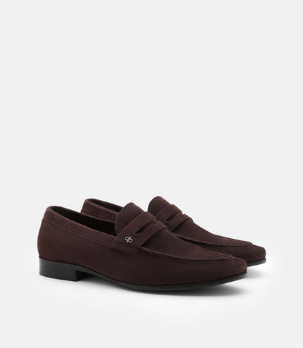 Suede Penny Loafers - Dark Brown