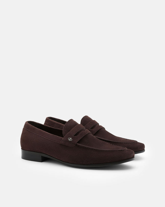 Suede Penny Loafers - Dark Brown