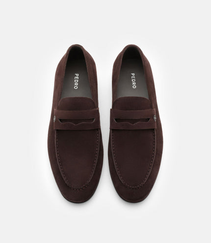 Suede Penny Loafers - Dark Brown