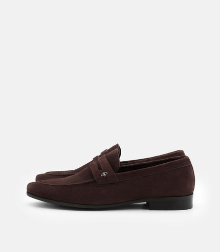 Suede Penny Loafers - Dark Brown