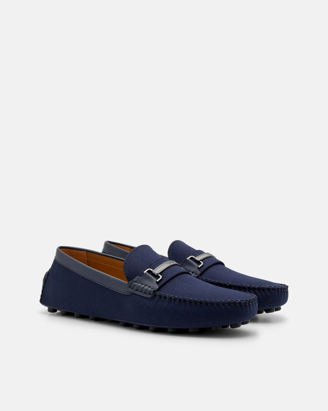 Nylon Horsebit Driving Shoes - Navy Nylon