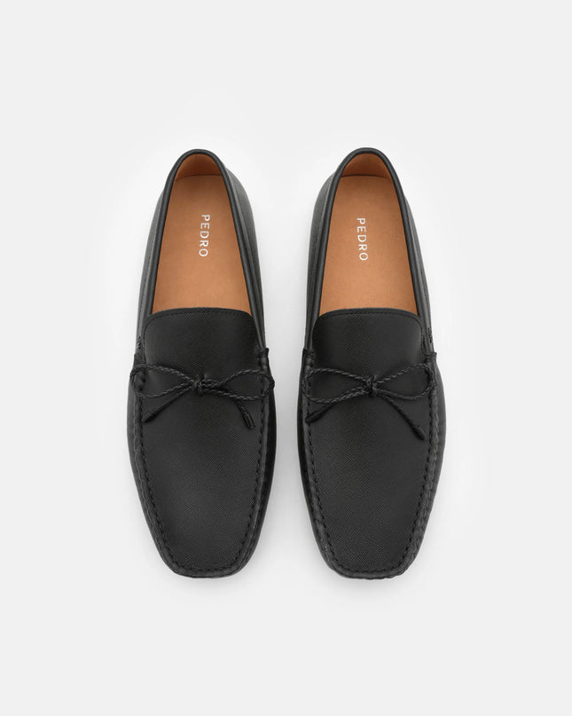 Leather Bow Driving Shoes - Black