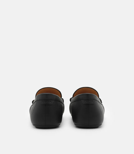 Leather Bow Driving Shoes - Black