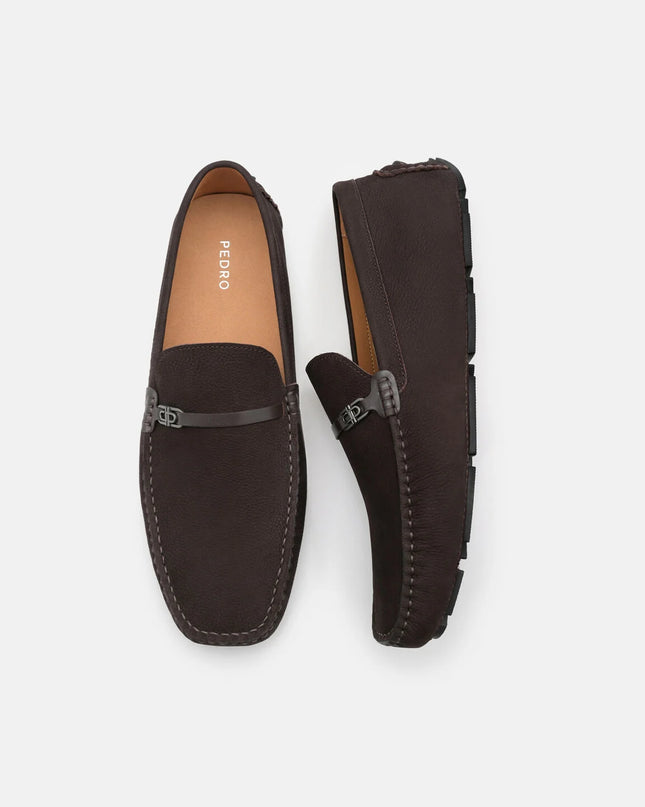 Nubuck Icon Driving Shoes - Dark Brown