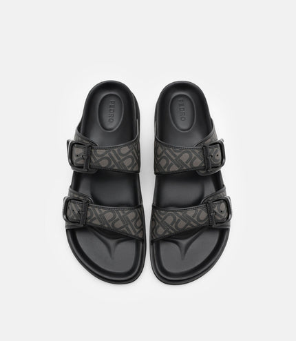 Men's Helix Slide Sandals - Black Embossed