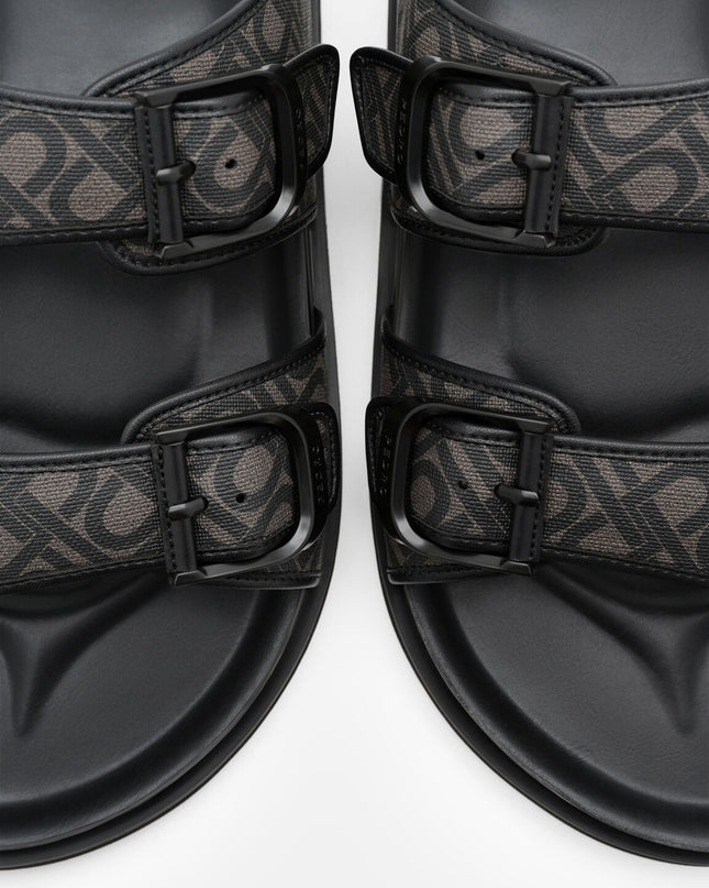 Men's Helix Slide Sandals - Black Embossed