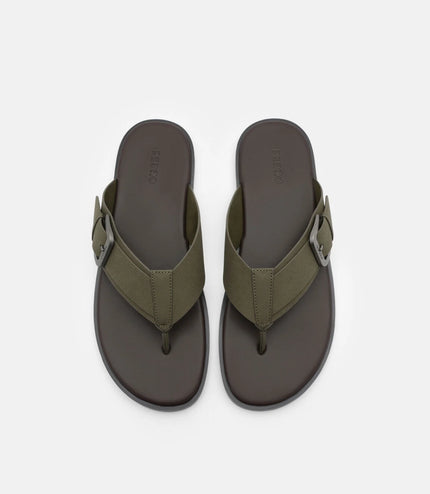 Buckle Thong Sandals - Military Green