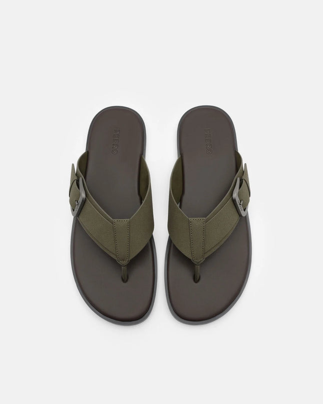 Buckle Thong Sandals - Military Green