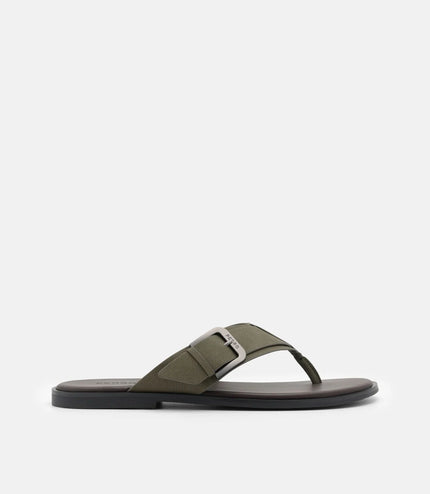 Buckle Thong Sandals - Military Green